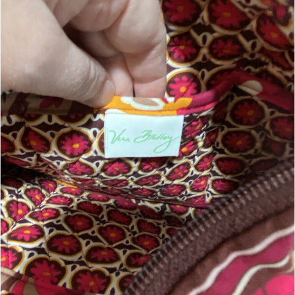 Vera Bradley Purse Carnaby 2009 Small Shoulder bag Tote Pink Orange Floral Quilt - Picture 8 of 9